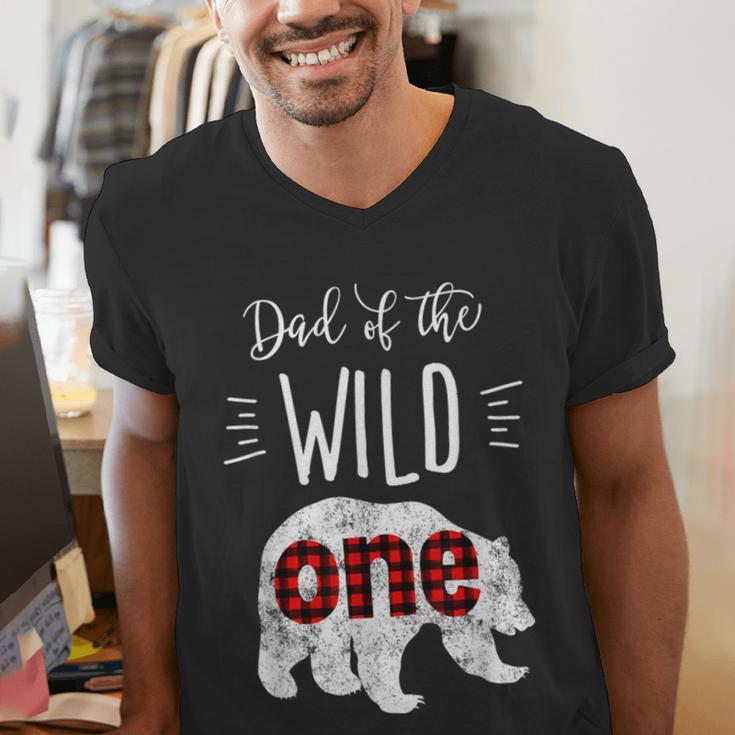 Dad Of The Wild One Shirt Bear Lumberjack 1st Birthday Tee Men's V-Neck T-Shirt