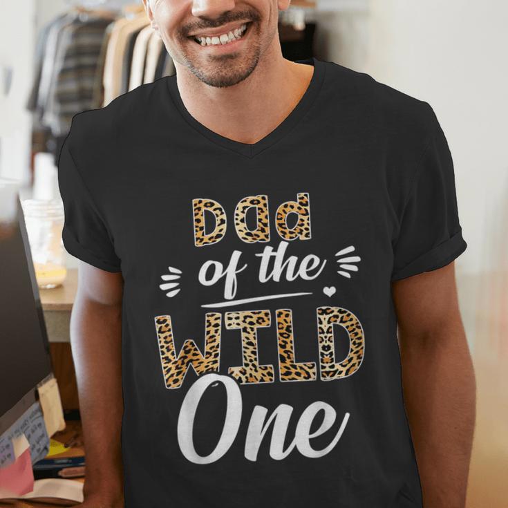 Dad Of The Wild One Zoo Themed 1st Birthday Party Men's V-Neck T-Shirt