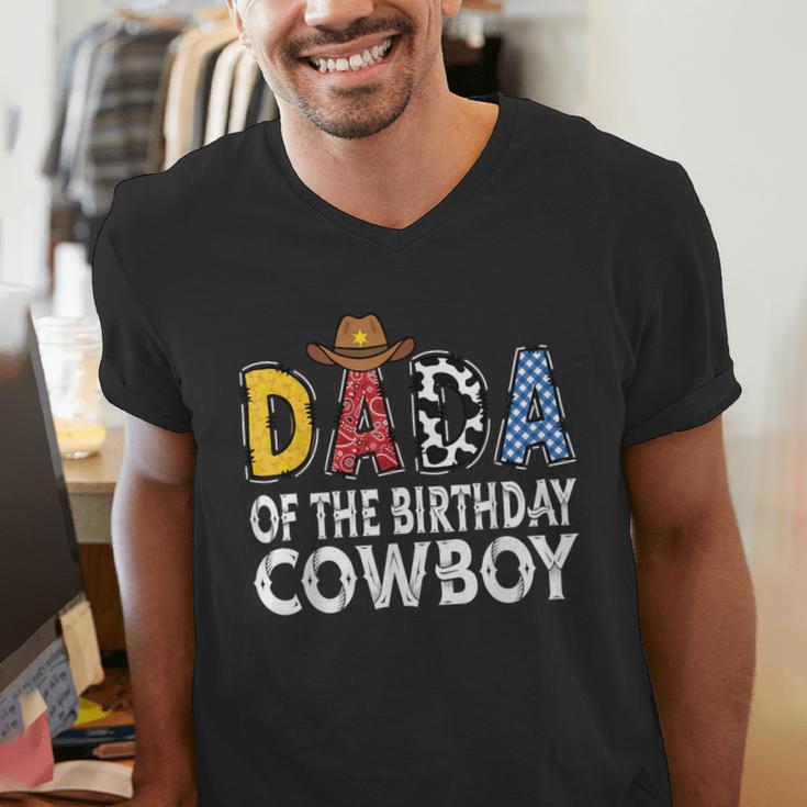 Dada 1st Birthday Cowboy Western Dada Birthday Boy Men's V-Neck T-Shirt