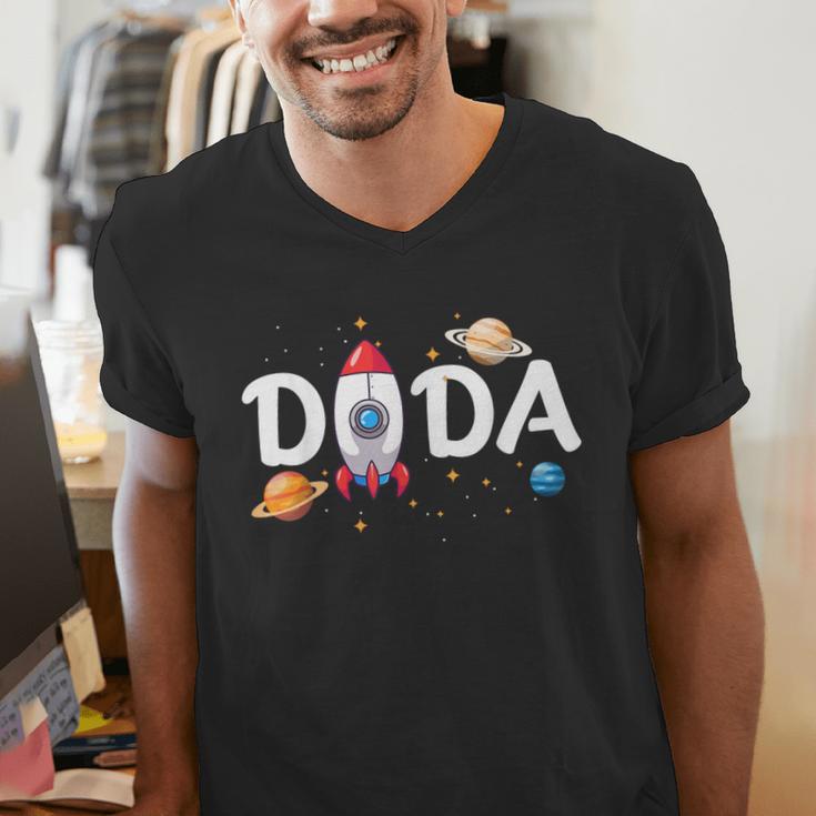 Dada Of The Birthday Boy Space Astronaut 1st Birthday Family Men's V-Neck T-Shirt