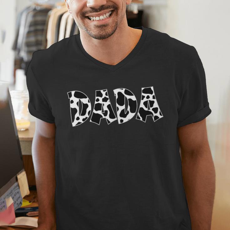 Dada Cow Print Cow Pattern Cow Dad Father's Day Daddy Cow Men's V-Neck T-Shirt