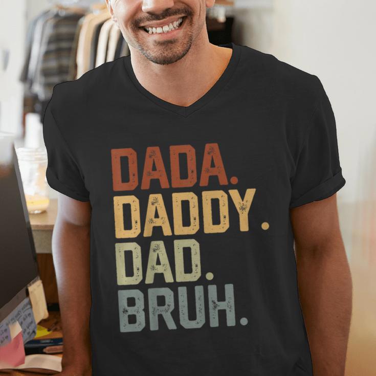 Dada Daddy Dad Bruh Retro Vintage Fathers Day Vintage Men's V-Neck T-Shirt