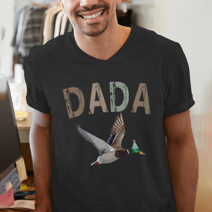 Dada Duck Hunting One Lucky Duck 1st Birthday Family Party Men's V-Neck T-Shirt