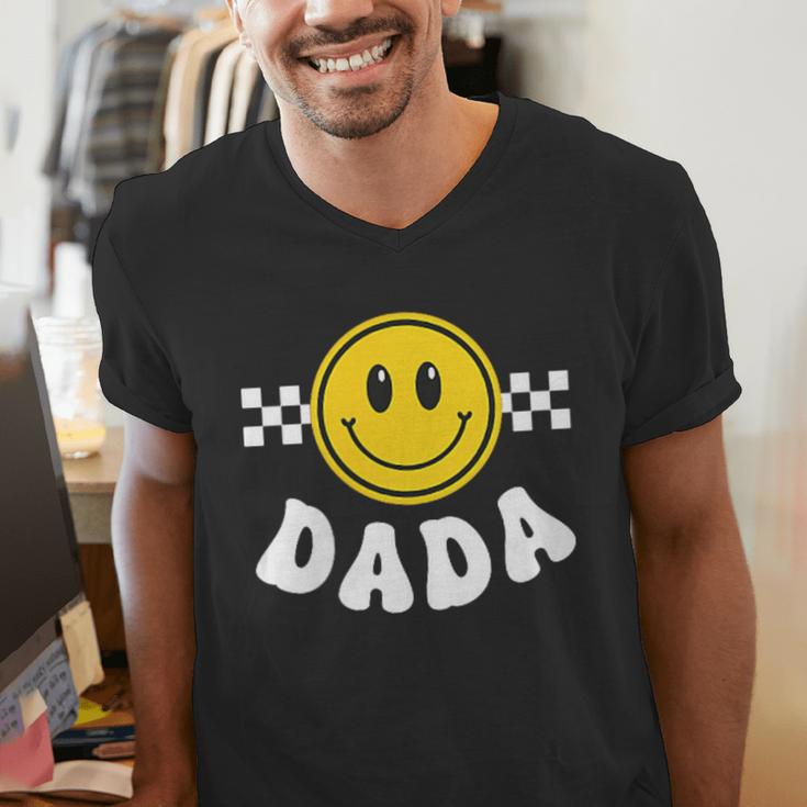 Dada One Happy Dude Birthday Theme 1st Family Matching Mom Men's V-Neck T-Shirt