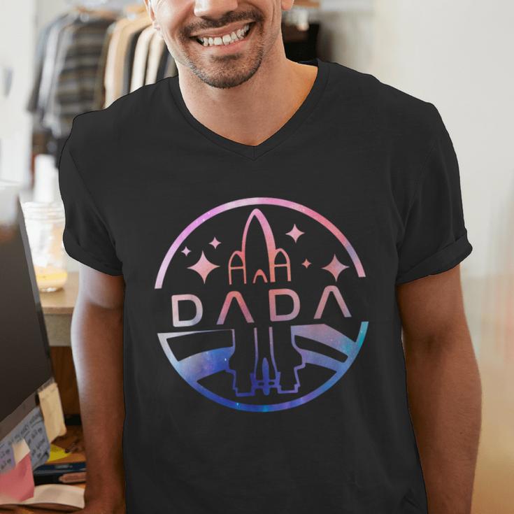 Dada Space Astronaut Rocket Birthday Party Men's V-Neck T-Shirt