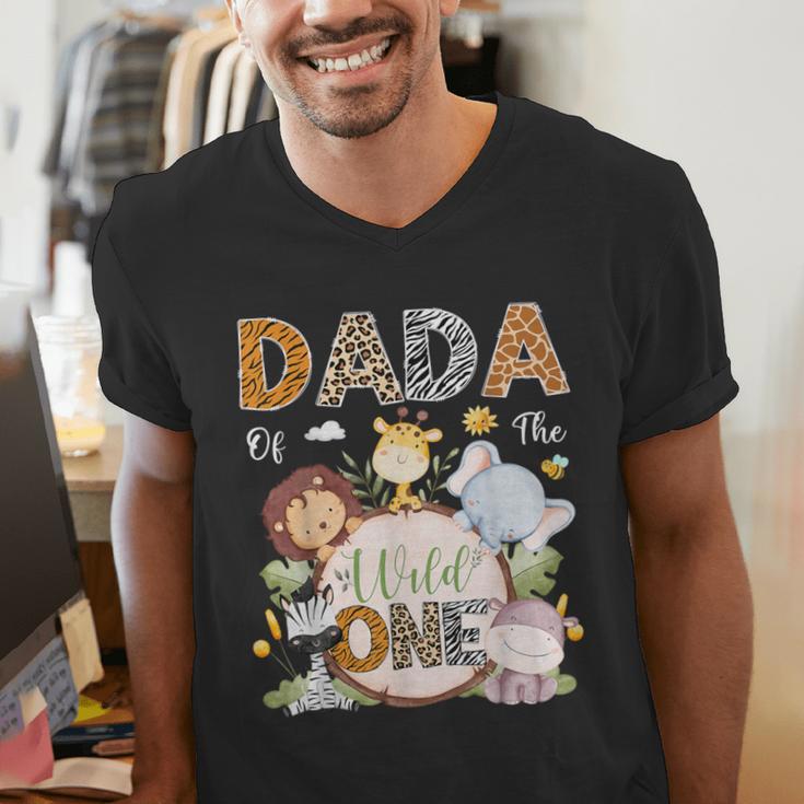 Dada Of The Wild One 1St Birthday Safari Jungle Animals Men's V-Neck T-Shirt Dada Of The Wild One 1St Birthday Safari Jungle Animals Men's V-Neck T-Shirt