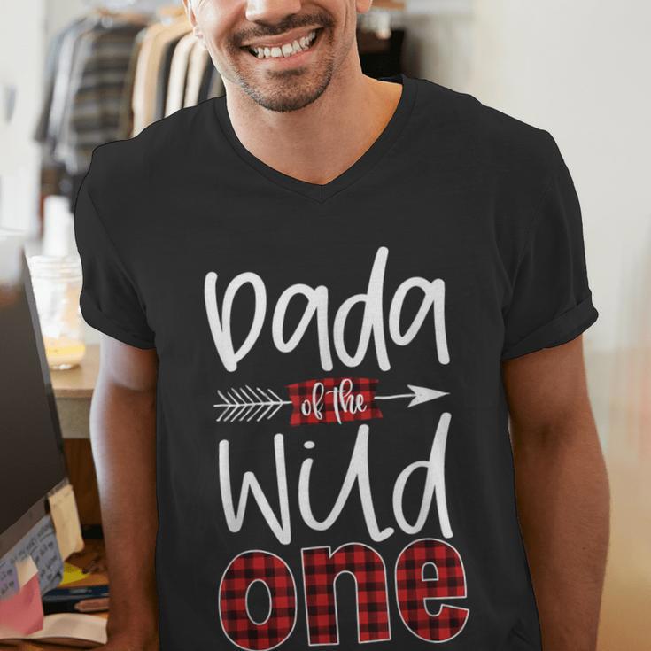 Dada Of The Wild One Buffalo Plaid Lumberjack 1st Birthday Men's V-Neck T-Shirt Dada Of The Wild One Buffalo Plaid Lumberjack 1st Birthday Men's V-Neck T-Shirt