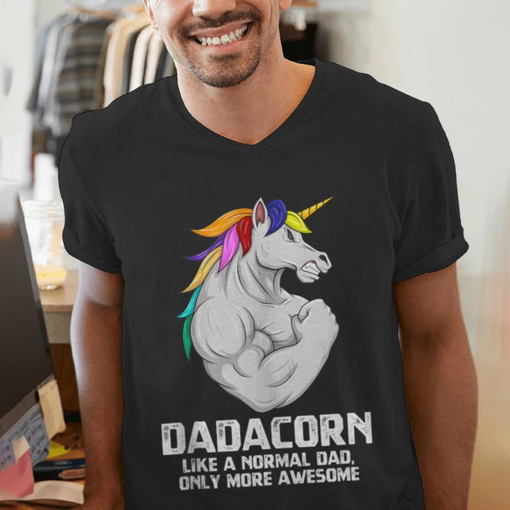 Dadacorn Muscle Dad Unicorn Fathers Day Men's V-Neck T-Shirt Dadacorn Muscle Dad Unicorn Fathers Day Men's V-Neck T-Shirt