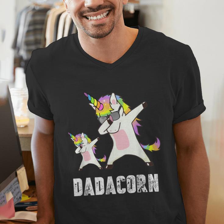 Dadacorn Shirt Unicorn Dad And Baby Best Father Men's V-Neck T-Shirt