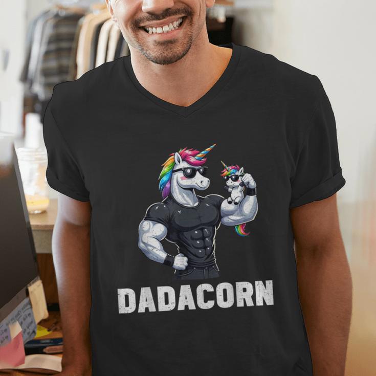 Dadacorn Unicorn Dad Papa Father's Day Daughter Men's V-Neck T-Shirt