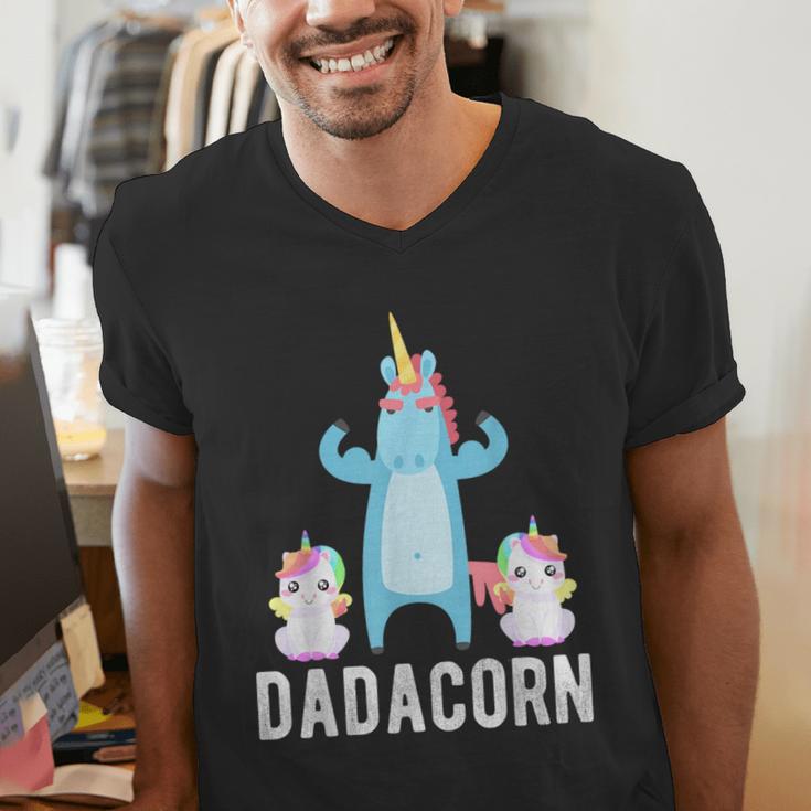 Dadacorn Unicorn Lover Tee For Papa Dad And Kid Men's V-Neck T-Shirt