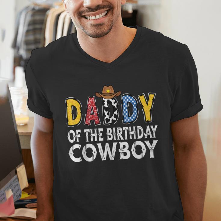 Daddy 1st Birthday Cowboy Western Daddy Birthday Boy Men's V-Neck T-Shirt Daddy 1st Birthday Cowboy Western Daddy Birthday Boy Men's V-Neck T-Shirt