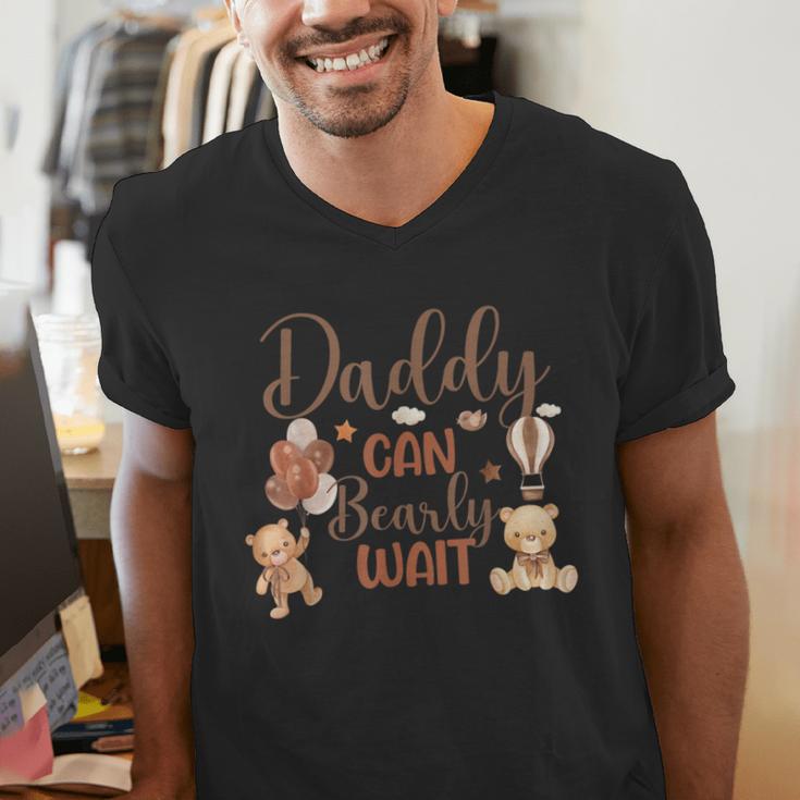 Daddy Can Bearly Wait Bear Gender Neutral Boy Baby Shower Men's V-Neck T-Shirt