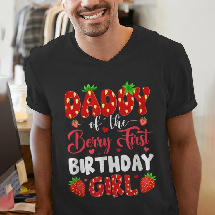 Daddy Of The Berry First Birthday Of Girl Strawberry Men's V-Neck T-Shirt Daddy Of The Berry First Birthday Of Girl Strawberry Men's V-Neck T-Shirt