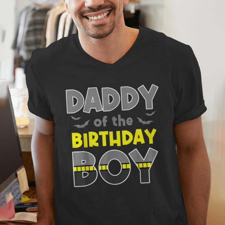 Daddy Of The Birthday Boy Bat Family Party Theme Boys Men's V-Neck T-Shirt