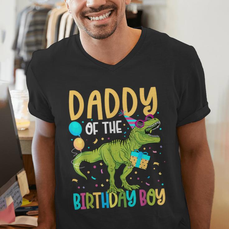 Daddy Of The Birthday Boy Family Matching Dinosaur Squad Men's V-Neck T-Shirt