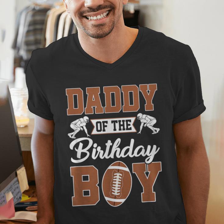 Daddy Of The Birthday Boy Football Party Family Matching Men's V-Neck T-Shirt