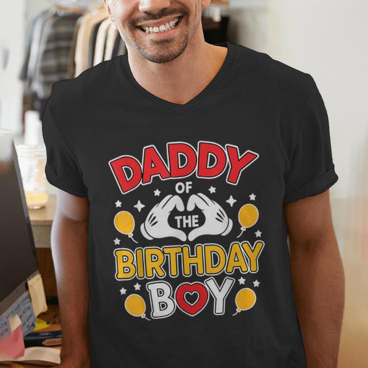Daddy Of The Birthday Boy Shirt Matching Dad Son Family Bday Men's V-Neck T-Shirt