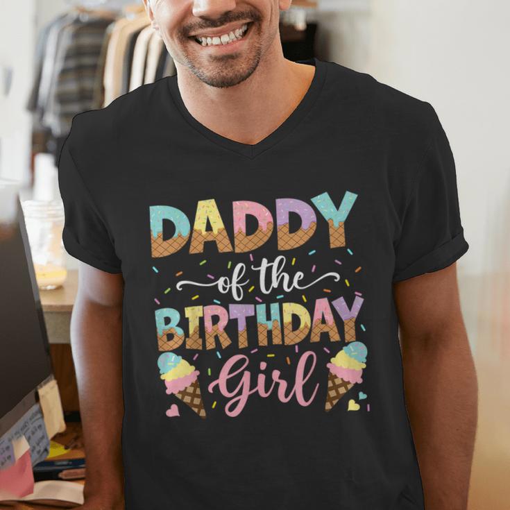 Daddy Of The Birthday Girl Ice Cream Lover Party Men's V-Neck T-Shirt Daddy Of The Birthday Girl Ice Cream Lover Party Men's V-Neck T-Shirt