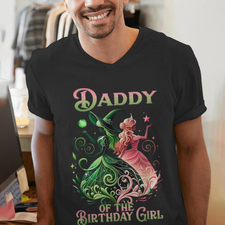 Daddy Of The Birthday Girl Pink And Green Family Matching Men's V-Neck T-Shirt