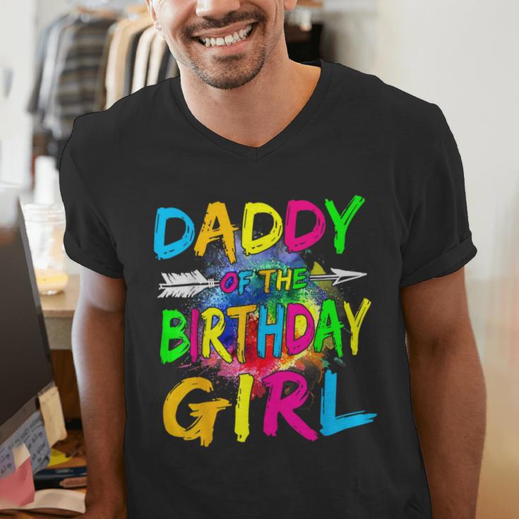 Daddy Of The Birthday Girl Retro 80's Party Men's V-Neck T-Shirt