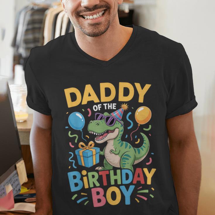 Daddy Of The Birthday Party Outfit Dinosaur Squad Dad Men's V-Neck T-Shirt