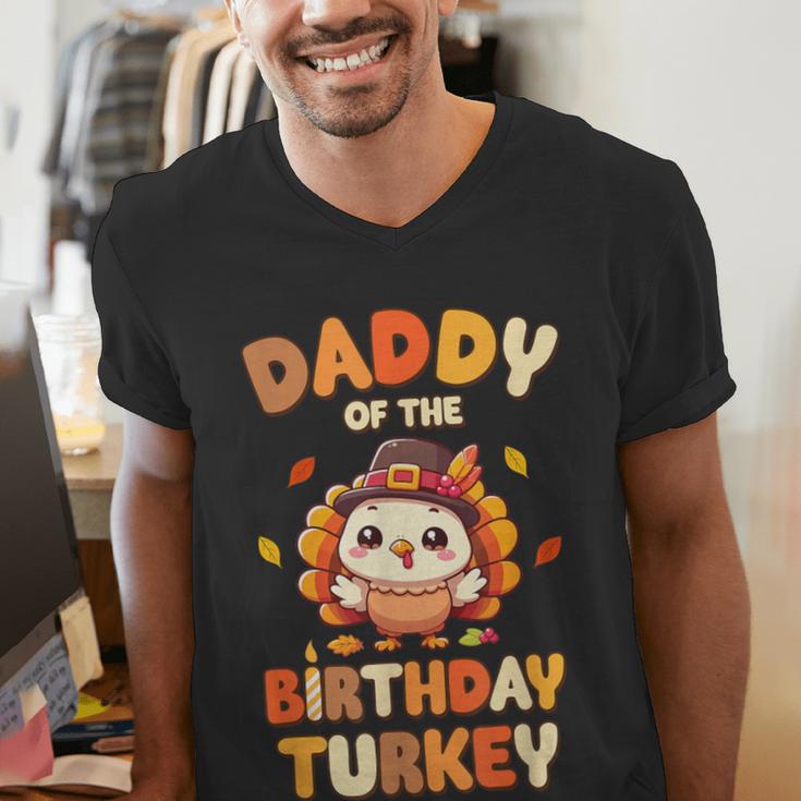 Daddy Of The Birthday Turkey Family 1st Birthday Boy Men's V-Neck T-Shirt