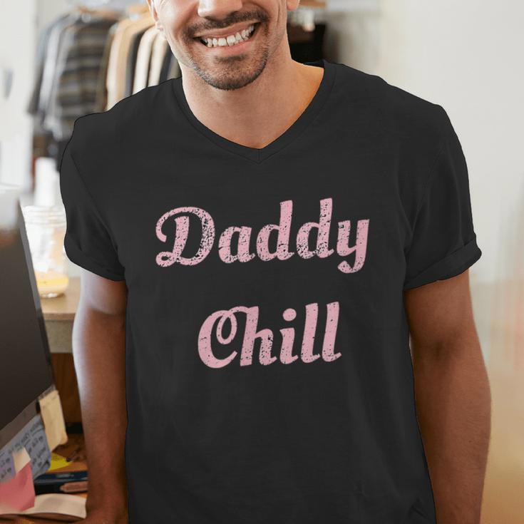 Daddy Chill Pink Distressed Men's V-Neck T-Shirt