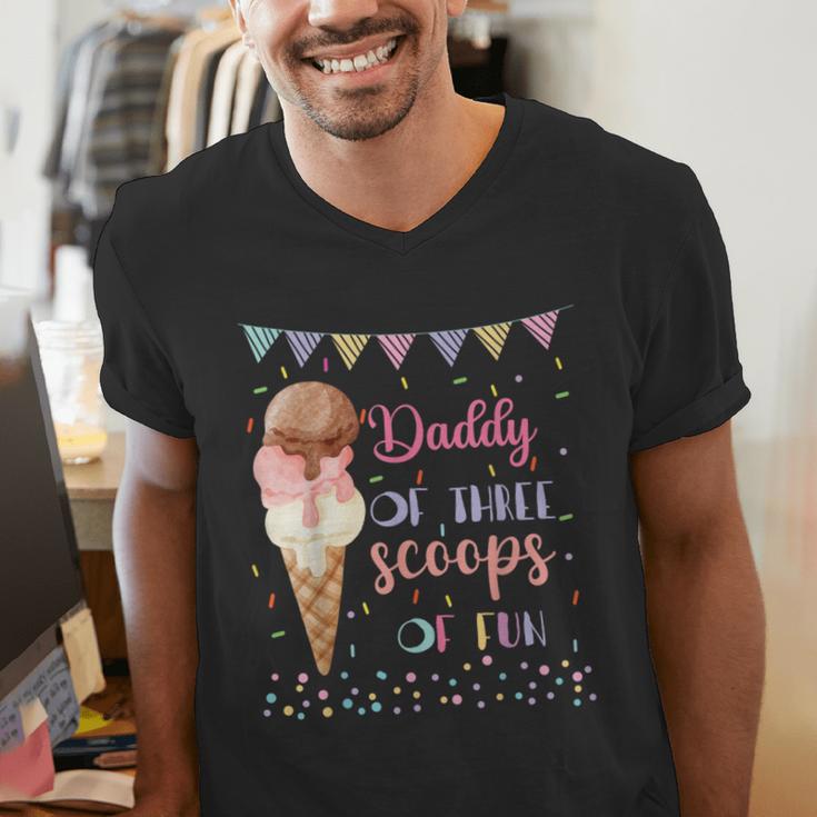Daddy Dad Ice Cream Third Birthday Three Scoops Of Fun Men's V-Neck T-Shirt Daddy Dad Ice Cream Third Birthday Three Scoops Of Fun Men's V-Neck T-Shirt