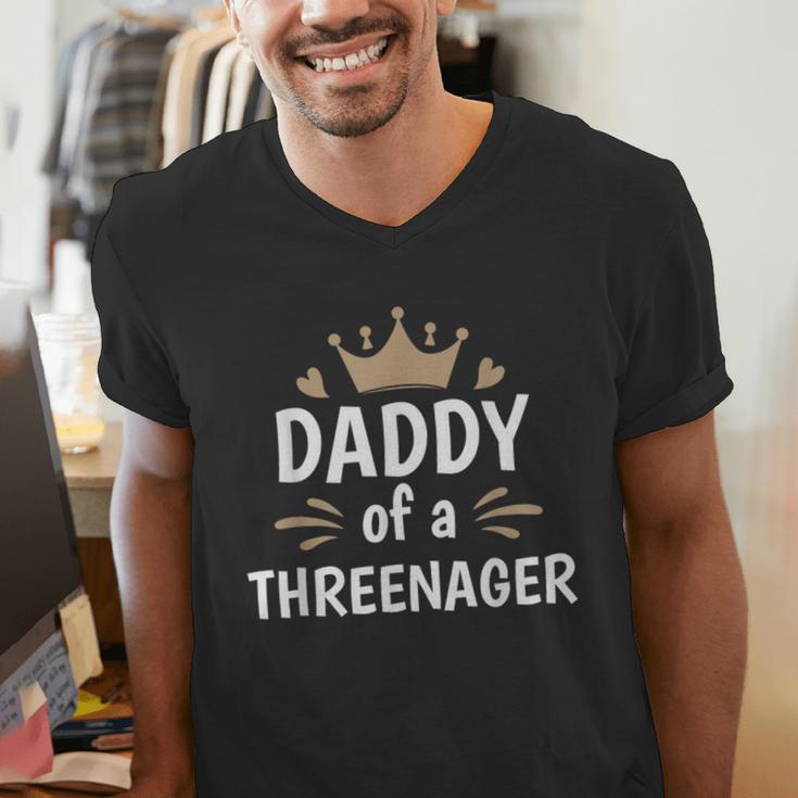 Daddy Dad Of A Threenager 3rd Birthday Men's V-Neck T-Shirt