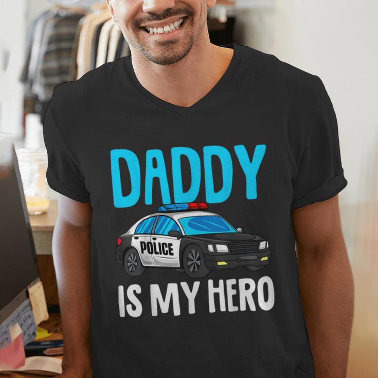 Daddy Is My Hero Police Toddler Police Officer Cop Boys Kids Men's V-Neck T-Shirt