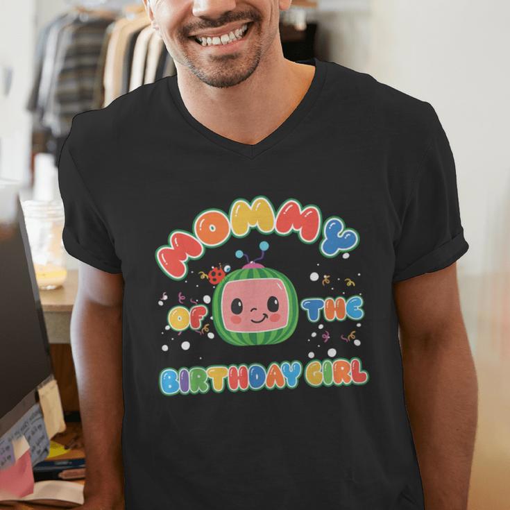 Daddy Mommy Of The Birthday Girl Melon Family Matching Men's V-Neck T-Shirt