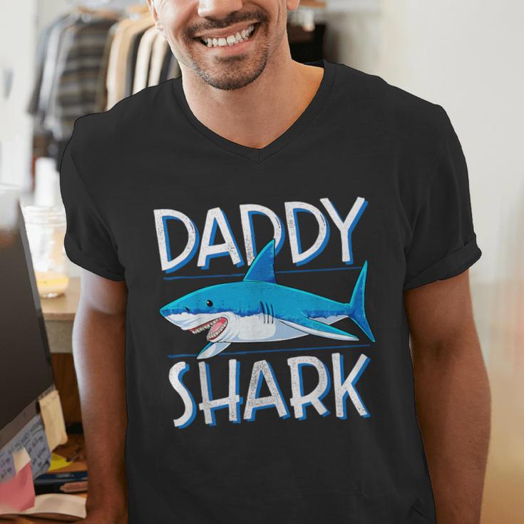 Daddy SharkShirt Fathers Day Family Matching Dad Men's V-Neck T-Shirt
