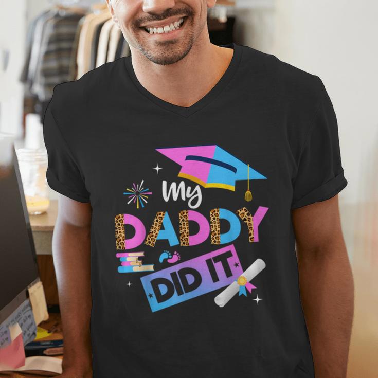 My Daddy Did It Tee Graduation Graduated Dad Proud Children Men's V-Neck T-Shirt
