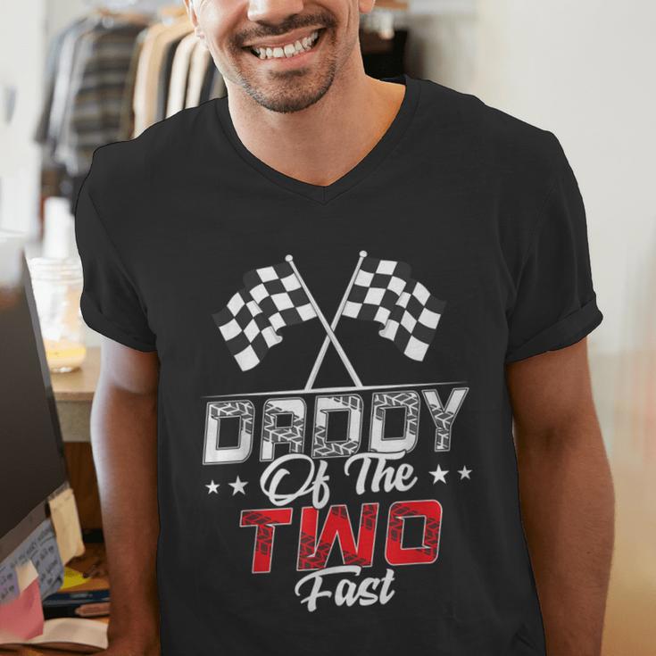Daddy Of The Two Fast Second Birthday Racing Car Family Men's V-Neck T-Shirt