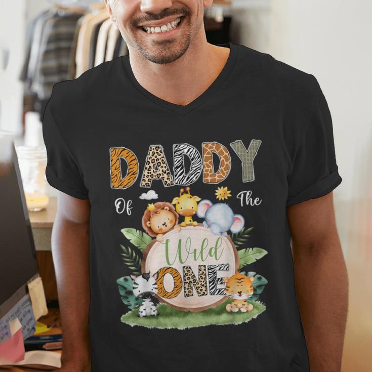 Daddy Of The Wild One 1St Birthday Kids Safari Jungle Men's V-Neck T-Shirt