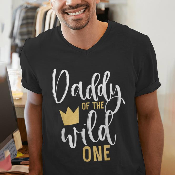 Daddy Of The Wild One Shirt 1st Birthday First Thing Dad Tee Men's V-Neck T-Shirt