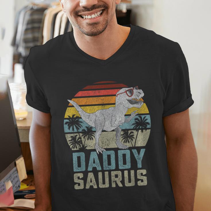 DaddysaurusRex Dinosaur Daddy Saurus Family Matching Men's V-Neck T-Shirt
