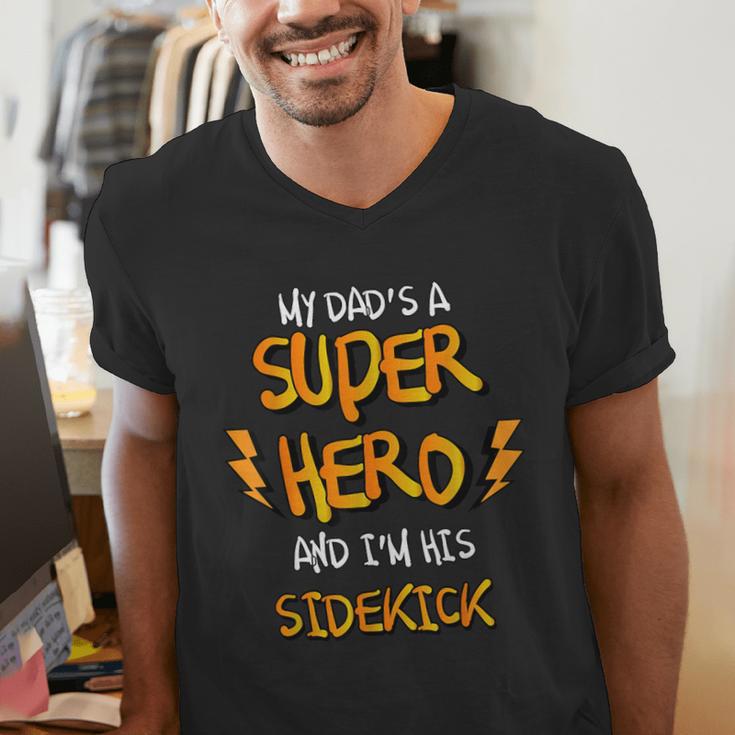 My Dads a Superhero Shirt Cool KidsShirt Men's V-Neck T-Shirt