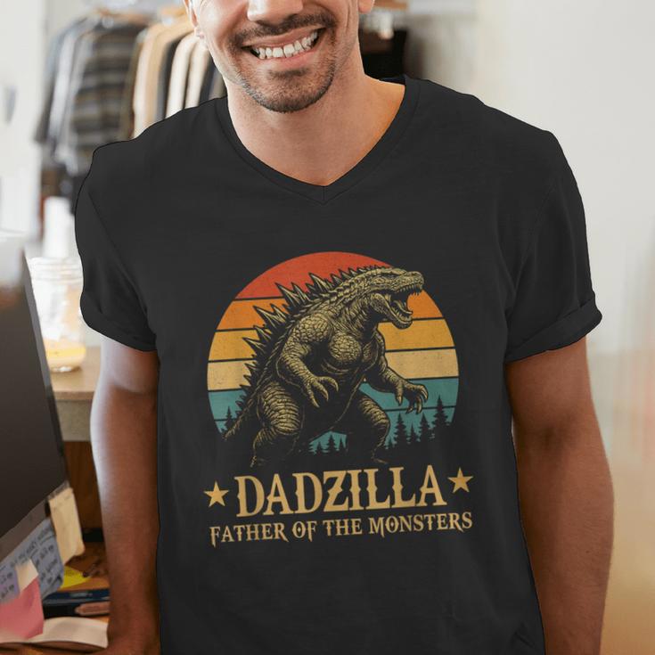 Dadzilla-Father Of The Monsters Dad Father's Day Men's V-Neck T-Shirt
