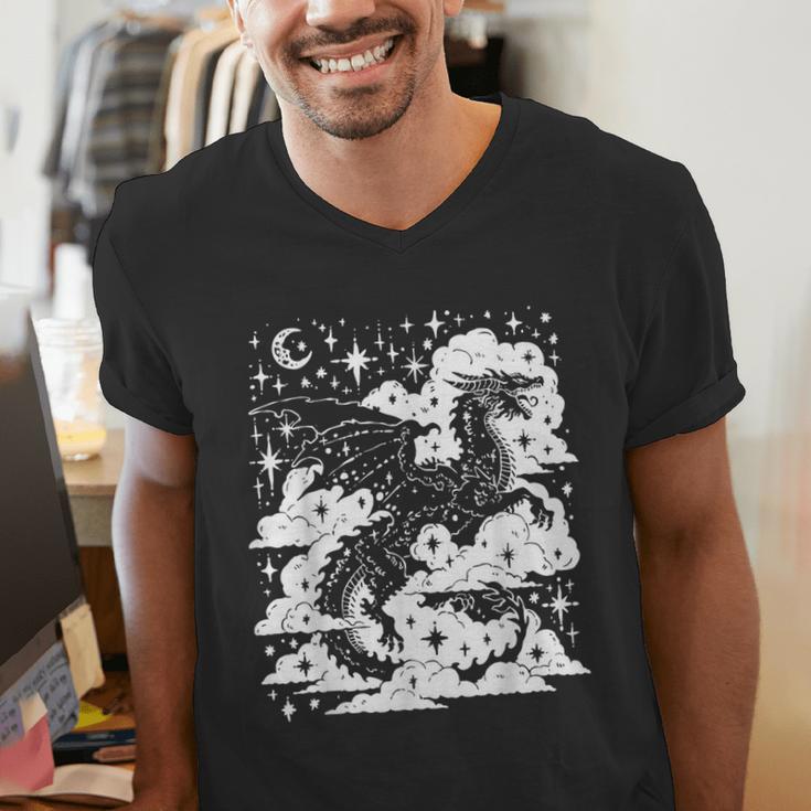 Dark Academia Fantasy Dragon Book Lover Bookish Goblincore Men's V-Neck T-Shirt