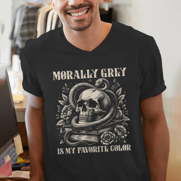 Dark Romance Book Villain Morally Grey Is My Favorite Color Men's V-Neck T-Shirt