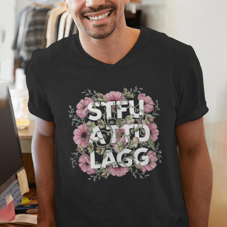 Dark Romance Romantasy Book Lover Shadow Daddy STFUATTDLAGG Men's V-Neck T-Shirt Dark Romance Romantasy Book Lover Shadow Daddy STFUATTDLAGG Men's V-Neck T-Shirt