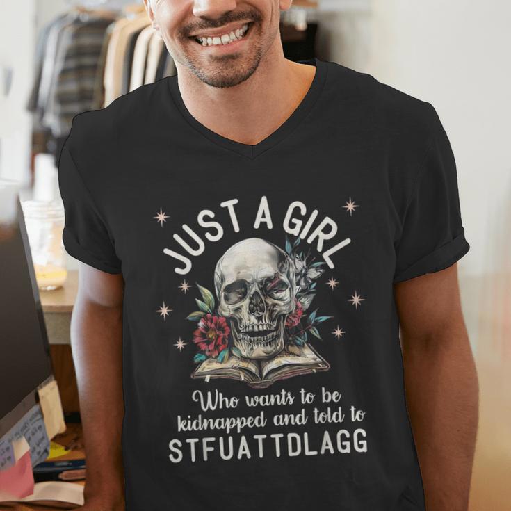 Dark Romance Smutt Book Merch STFUATTDLAGG Good Girl Trigger Men's V-Neck T-Shirt