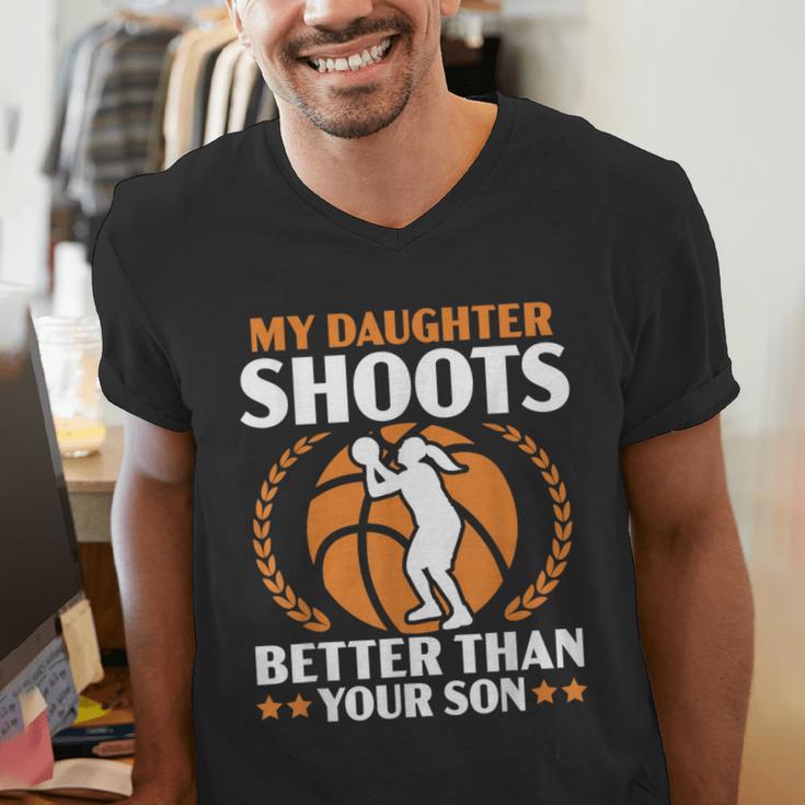 Daughter Basketball Sport Basketball Dad Mom Basketball Fan Men's V-Neck T-Shirt