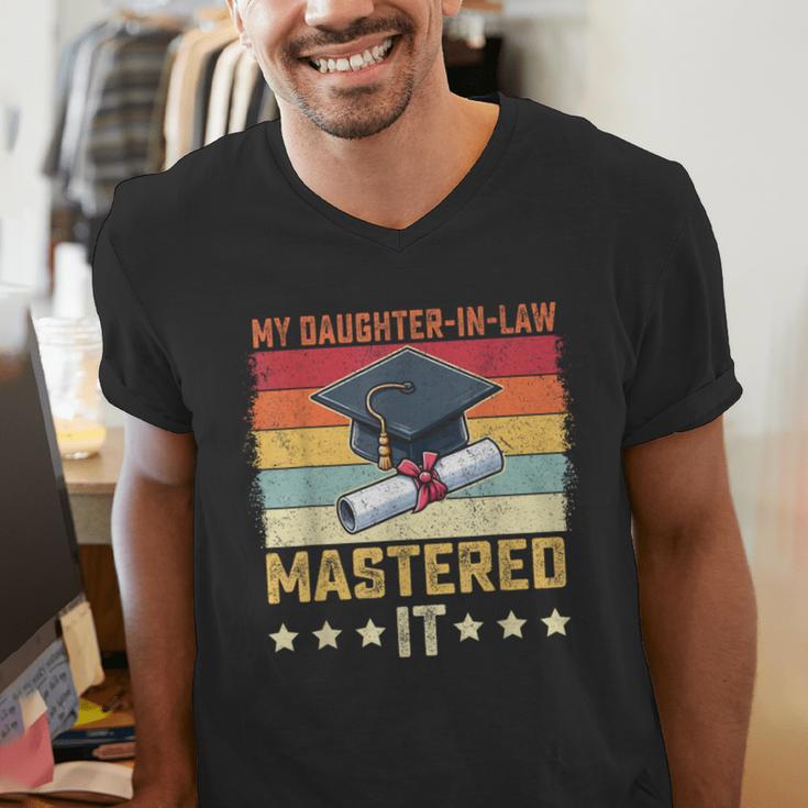 My Daughter In Law Mastered It Master's Graduation Vintage Men's V-Neck T-Shirt