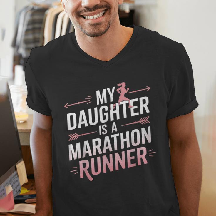 My Daughter Is A Marathon Runner Proud Mom & Dad Men's V-Neck T-Shirt
