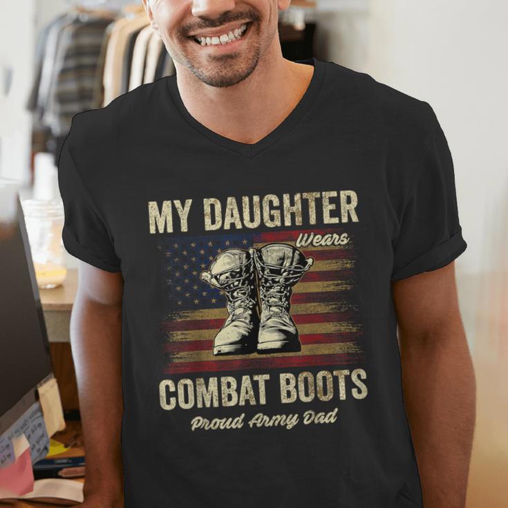 My Daughter Wears Combat Boots Proud Army Dad Veteran Day Men's V-Neck T-Shirt