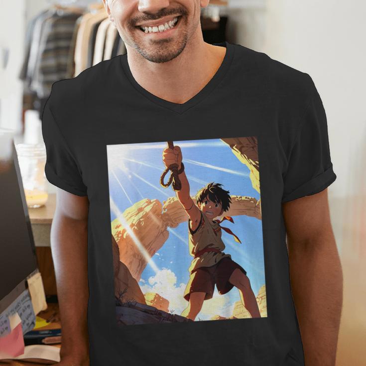 David And Goliath Bible Book Samuel King David Anime Manga Men's V-Neck T-Shirt
