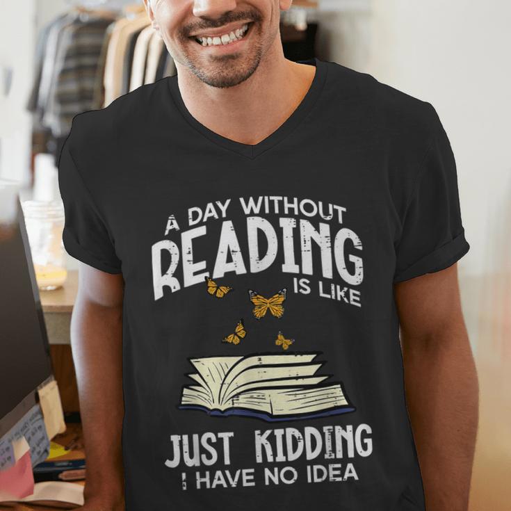 Day Without Reading Read Librarian Book Men Women Kids Men's V-Neck T-Shirt
